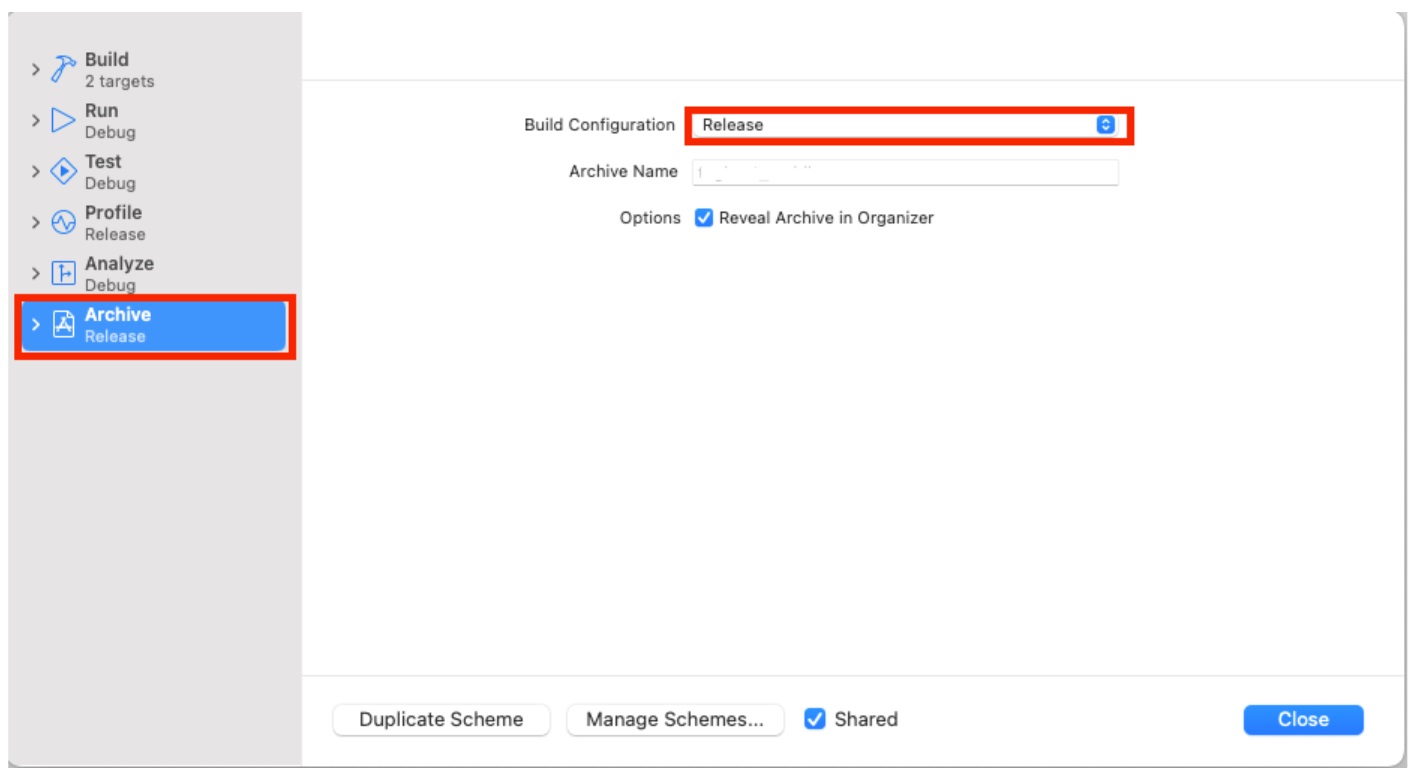 앱 Archive 및 TestFlight 구성 image
