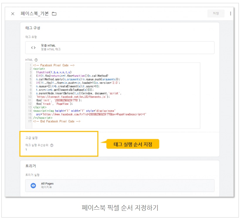 구글 태그관리자를 통해 페이스북 기본/이벤트 픽셀 설치하기 image