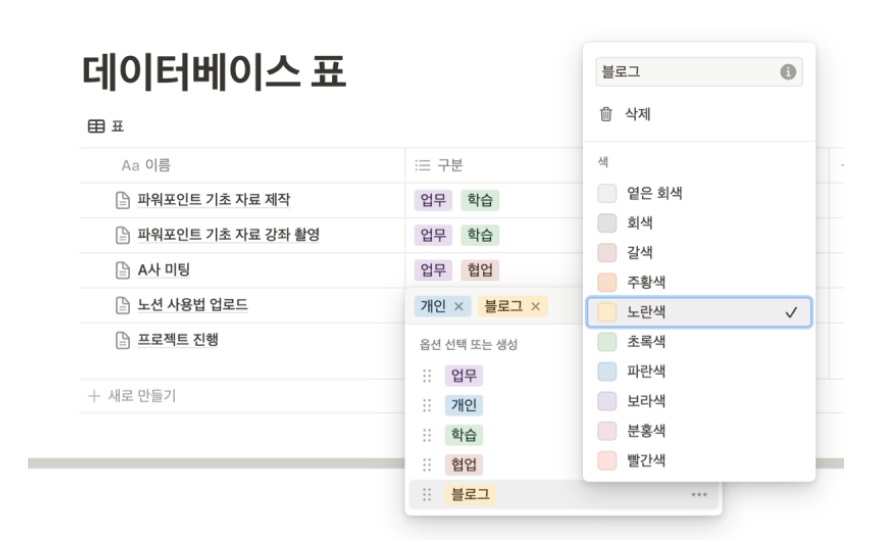 노션 사용법 6 : Notion 데이터베이스 보드 만들기(자료에 태그넣기와 진행상태 표시) image