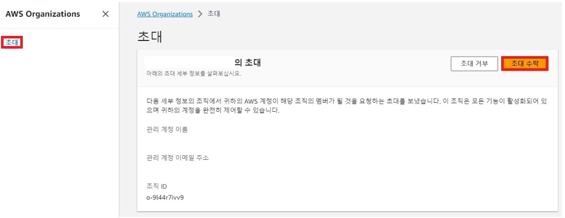 AWS Organizations 만들고 계정 초대하기 image