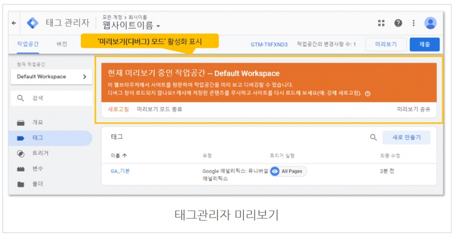 구글 태그관리자를 통해 GA 태그 설치하기 image